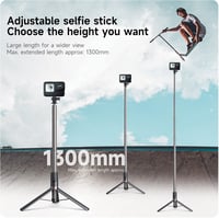 TELESIN 130cm Selfie Bot Állvány Bluetooth Távirányítóval, 3-in-1 Alumínium Szelfibot GoPro Hero 11/10/9/8 Mobil Telefon Akciókamerához 4