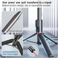 TELESIN 130cm Selfie Bot Állvány Bluetooth Távirányítóval, 3-in-1 Alumínium Szelfibot GoPro Hero 11/10/9/8 Mobil Telefon Akciókamerához 5