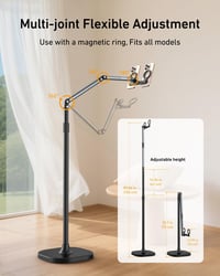 TELESIN 150 cm-es mágneses tablet és telefon állvány, stabil alappal 4