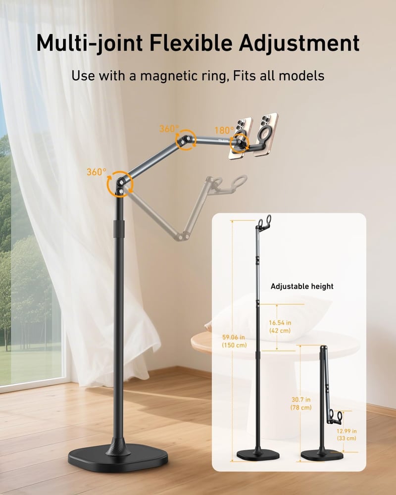 TELESIN 150 cm-es mágneses tablet és telefon állvány, stabil alappal