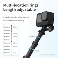 TELESIN Ultra Hosszú Kihúzható Karbon Szelfi Bot 300cm GoPro Hero 10/9/8/7 Akciókamerához Könnyű Állvány 6