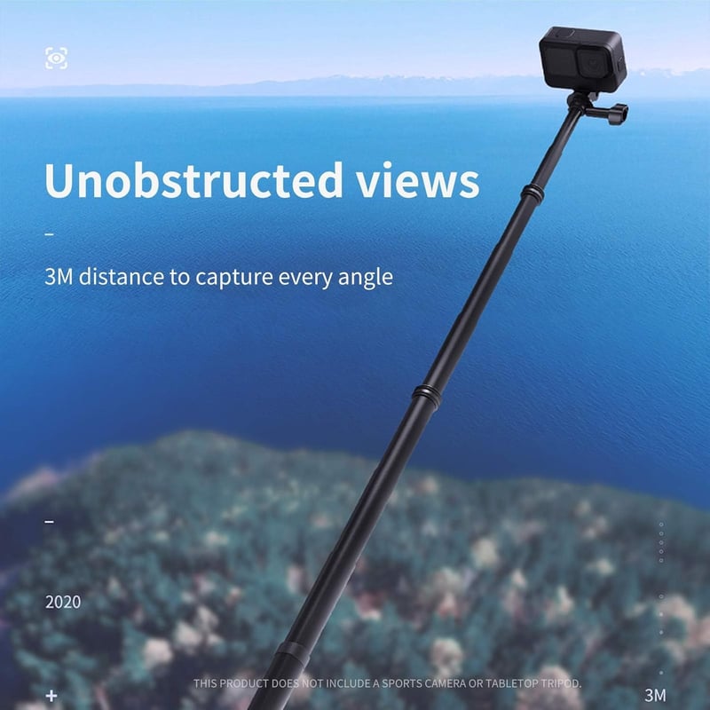 TELESIN Ultra Hosszú Kihúzható Karbon Szelfi Bot 300cm GoPro Hero 10/9/8/7 Akciókamerához Könnyű Állvány