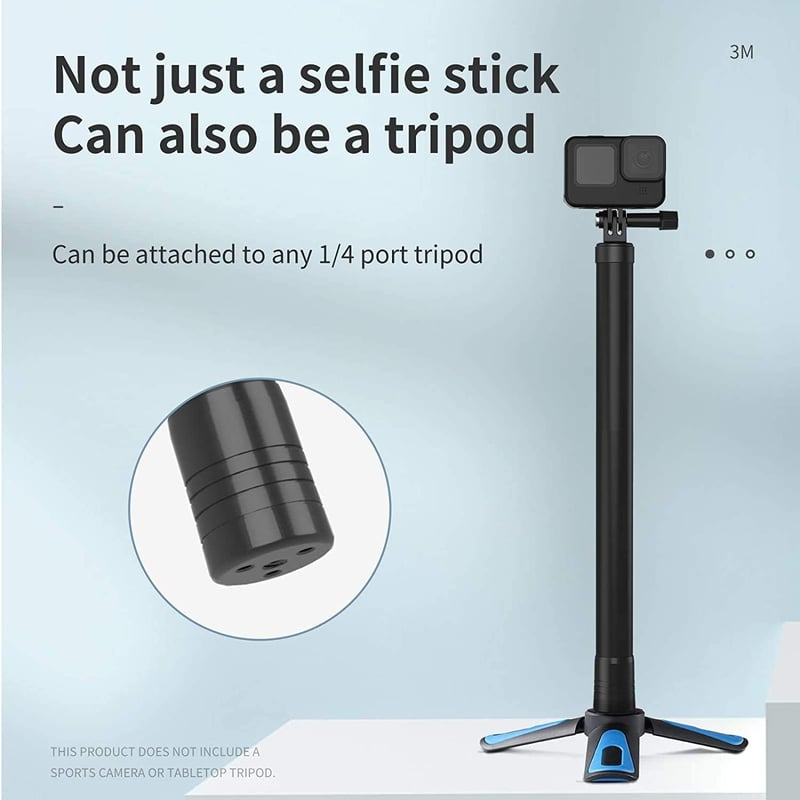 TELESIN Ultra Hosszú Kihúzható Karbon Szelfi Bot 300cm GoPro Hero 10/9/8/7 Akciókamerához Könnyű Állvány
