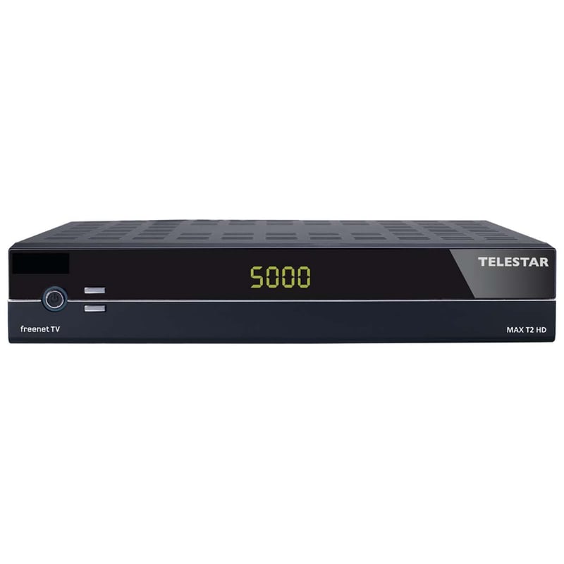 Receptor DVB-T2 TELESTAR MAX T2 HD - compatibil DVB-C, HDMI, Scart, carcasă metalică, culoare neagră, cu 3 luni de abonament freenet TV inclus