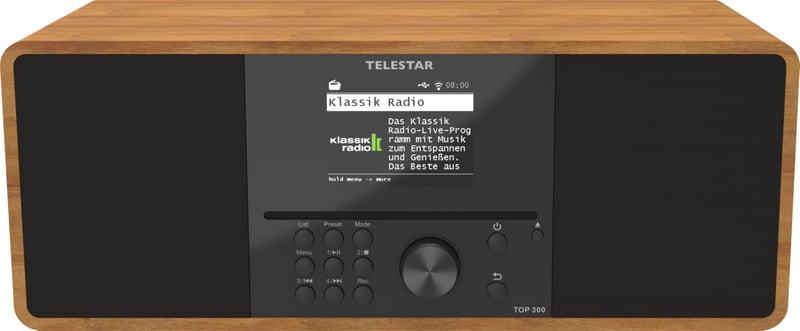 Rádio TELESTAR TOP 300 DAB+ a internetové rádio s CD prehrávačom, stereo zvuk, drevený dizajn