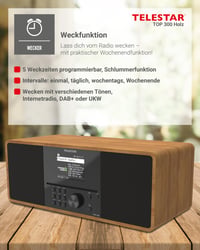 Rádio TELESTAR TOP 300 DAB+ a internetové rádio s CD prehrávačom, stereo zvuk, drevený dizajn 10