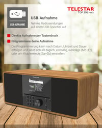Rádio TELESTAR TOP 300 DAB+ a internetové rádio s CD prehrávačom, stereo zvuk, drevený dizajn 6
