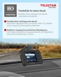 TELESTAR TOP CAR 2 DAB+ adaptér pre autorádio – čierny | FM transmitter, Bluetooth, hands-free, farebný displej, microSD, Line-Out, batéria 6