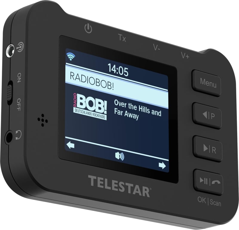TELESTAR TOP CAR 2 DAB+ adaptér pre autorádio – čierny | FM transmitter, Bluetooth, hands-free, farebný displej, microSD, Line-Out, batéria