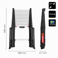 Teleskopický rebrík Telesteps Prime Line 4,1 m – vyrobený vo Švédsku, trojuholníkový prierez, certifikácia EN 131, kompaktný prémiový dizajn, 72241-781 3