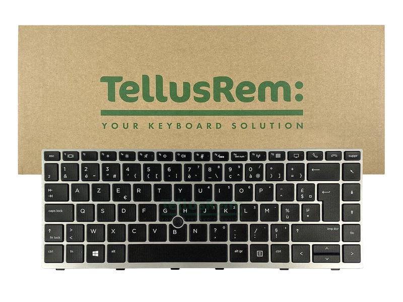 TellusRem francuska tipkovnica s pozadinskim osvjetljenjem za HP 840 G5/G6, 745 G5/G6, ZBook 14u G5/G6 laptope - Obnovljena, ekološki prihvatljiva