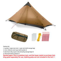Cort ultrușor pentru o persoană 3F UL Gear Lanshan 1, kaki - 3/4 sezoane, fără bețe, impermeabil, cort de drumeție din nailon siliconat 15D pentru backpacker 6