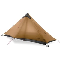 Cort ultrușor pentru o persoană 3F UL Gear Lanshan 1, kaki - 3/4 sezoane, fără bețe, impermeabil, cort de drumeție din nailon siliconat 15D pentru backpacker 1