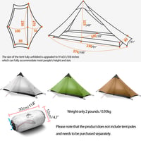 Cort ultrușor pentru o persoană 3F UL Gear Lanshan 1, kaki - 3/4 sezoane, fără bețe, impermeabil, cort de drumeție din nailon siliconat 15D pentru backpacker 3