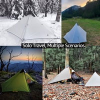 Cort ultrușor pentru o persoană 3F UL Gear Lanshan 1, kaki - 3/4 sezoane, fără bețe, impermeabil, cort de drumeție din nailon siliconat 15D pentru backpacker 5
