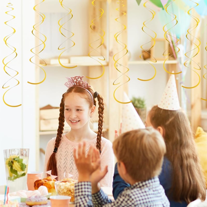 Telooco 36 darabos Arany Spirál Függő Dekoráció Szett - Csillogó Mennyezeti Díszítés Születésnapra Esküvőre Babaváróra