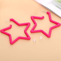 Telooco Retro Neon Csillag Karika Fülbevaló Nőknek - Akril Vintage 80-90-es Évek Stílusú Rózsaszín Fülbevaló Farsangra, Halloweenre, Jelmezp 7