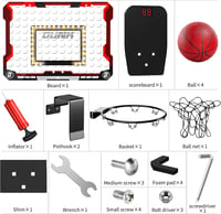 Mini coș de baschet de interior TEMI cu iluminare LED, scor electronic, 4 mingi, montabil pe ușă, pentru copii cu vârste între 5 și 12 ani 7