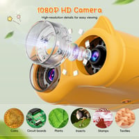 Microscop și telescop 2 în 1 pentru copii Temodu, portabil, reîncărcabil, portocaliu, ecran de 2,0 inchi 4K, de la 3 ani 3