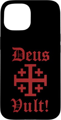 Templiers catholiques Deus Vult Jeruzsálemi kereszt mintás iPhone 15 telefon tok, védő hátlap 1