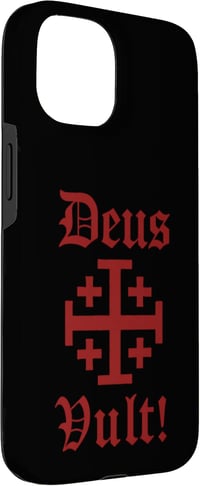 Templiers catholiques Deus Vult Jeruzsálemi kereszt mintás iPhone 15 telefon tok, védő hátlap 3
