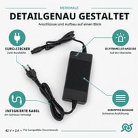 Încărcător cu sursă de alimentare Tempo di Saldi 1,5 A 42 V + cablu de alimentare pentru dispozitive electrice 3