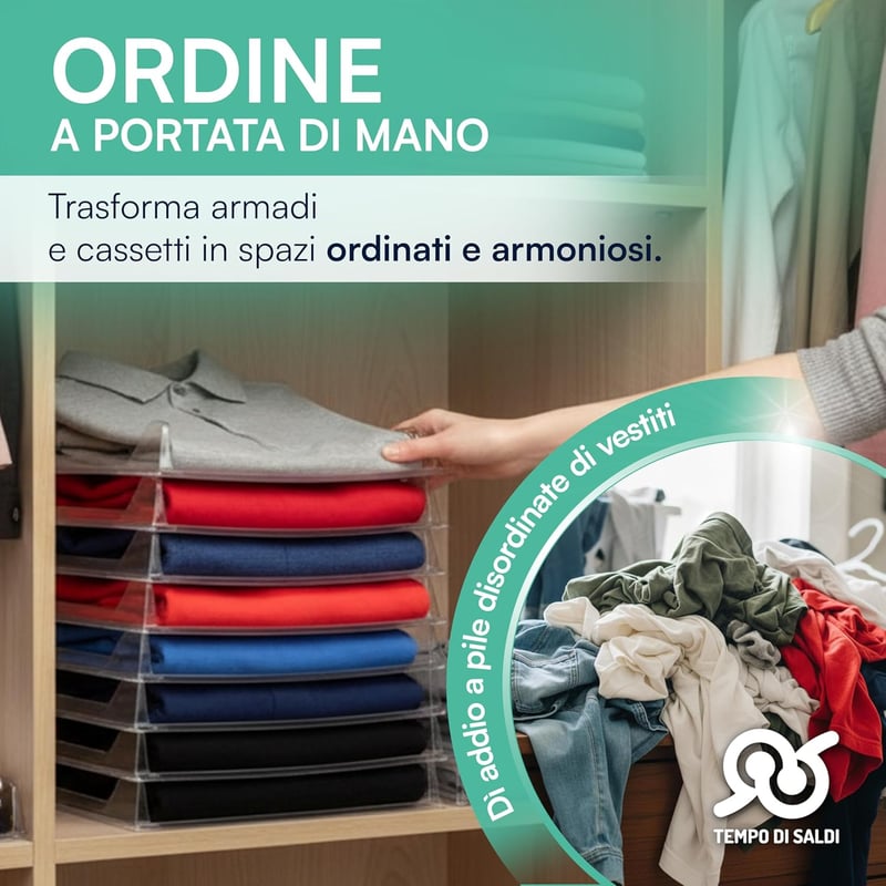 TEMPO DI SALDI 10 db Összecsukható Fiók Rendszerező T-Shirt Szervező Szett - 20 pezzi