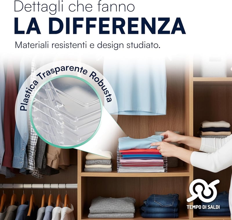 TEMPO DI SALDI 10 db Összecsukható Fiók Rendszerező T-Shirt Szervező Szett - 20 pezzi