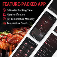 Termometru de bucătărie pentru grătar TempPro cu Bluetooth și aplicație pentru iPhone/Android, reîncărcabil, rază de acțiune 150 m, pentru BBQ 5