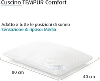 TEMPUR Comfort Medium 40x80 cm Memóriahabos Párna Minden Pozícióhoz 2