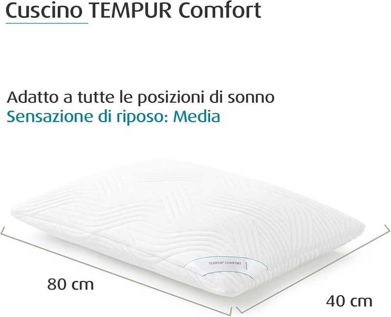 TEMPUR Comfort Medium 40x80 cm Memóriahabos Párna Minden Pozícióhoz