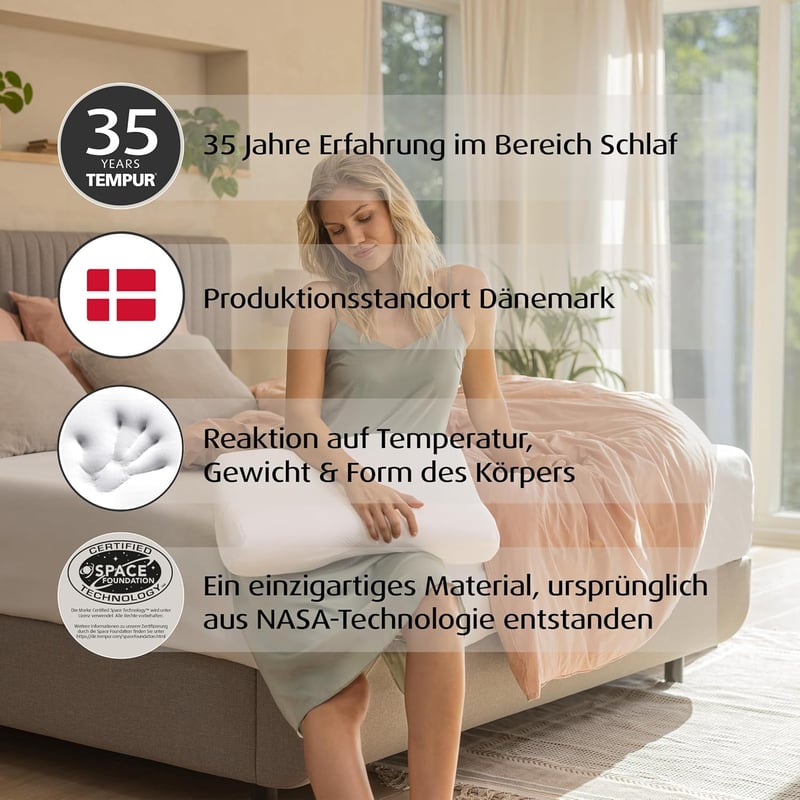 TEMPUR ErgoPlus MDV memóriahabos ergonomikus nyakpárna hátoldali és oldalsó alváshoz M méret fehér - 2-M, Successor