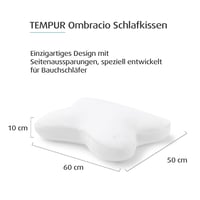 Ergonomický vankúš pre spánok na bruchu TEMPUR Ombracio, motýlí tvar, stredne tvrdý, 60 x 50 x 10 cm, biely 2
