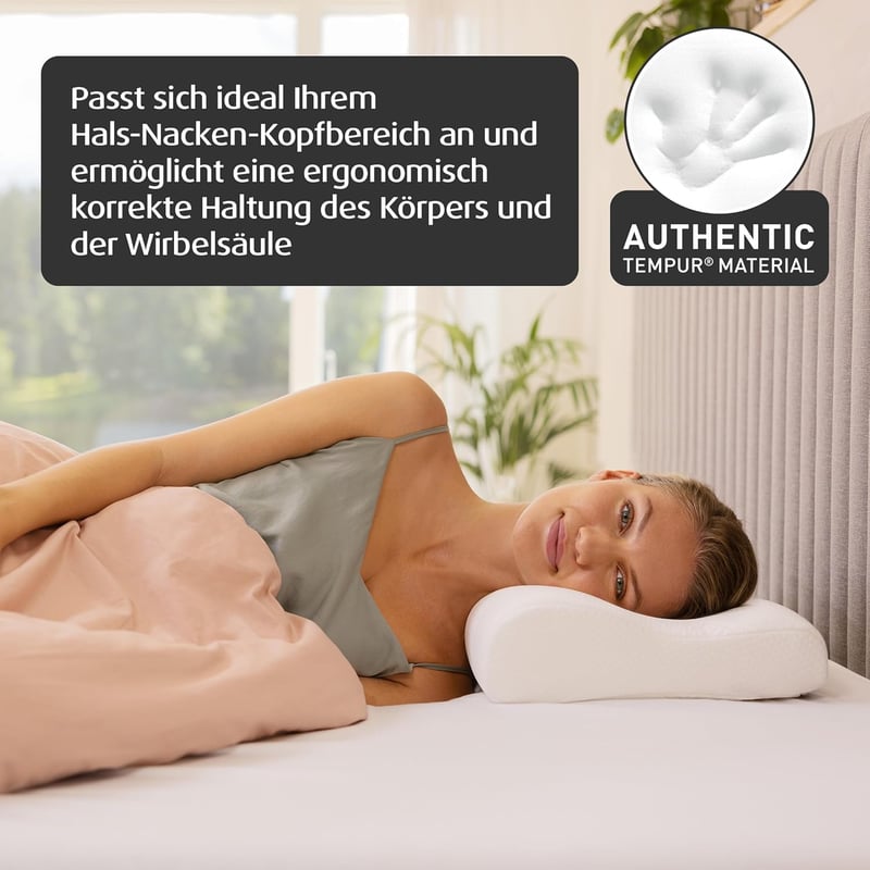TEMPUR Original Memory Foam Párna Ergonomikus Nyakstámogatással M 50x31 cm Fehér - M (50 x 31 x 10/7 cm), Single