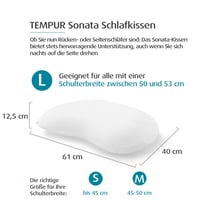 TEMPUR Sonata ergonosmki jastuk od memorijske pjene za spavanje na leđima i boku, veličina L (61 x 40 x 12,5 cm), bijeli 2