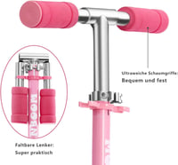 TENBOOM Összecsukható Gyerekroller 3 Éves Kortól, LED Kerekek, Magasságállítható - LED pink 6