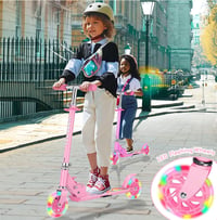 TENBOOM Összecsukható Gyerekroller 3 Éves Kortól, LED Kerekek, Magasságállítható - LED pink 5