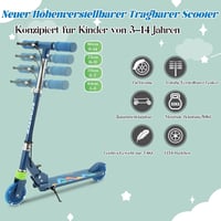 TENBOOM Összecsukható Gyerekroller 3 Éves Kortól, LED Kerekek, Magasságállítható 2