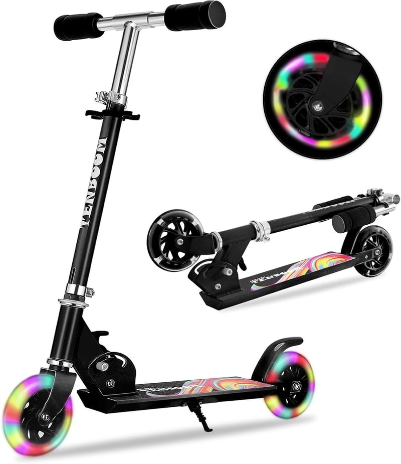 TENBOOM összecsukható gyermek roller 3 éves kortól, LED kerekek, magasságállítható - LED black.