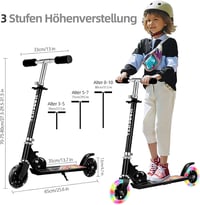 TENBOOM összecsukható gyermek roller 3 éves kortól, LED kerekek, magasságállítható - LED black. 6