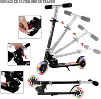 TENBOOM összecsukható gyermek roller 3 éves kortól, LED kerekek, magasságállítható - LED black. 5