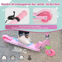 TENBOOM összecsukható gyermek roller 3 éves kortól, LED kerekek, magasságállítható - Pink (pink-1) 3