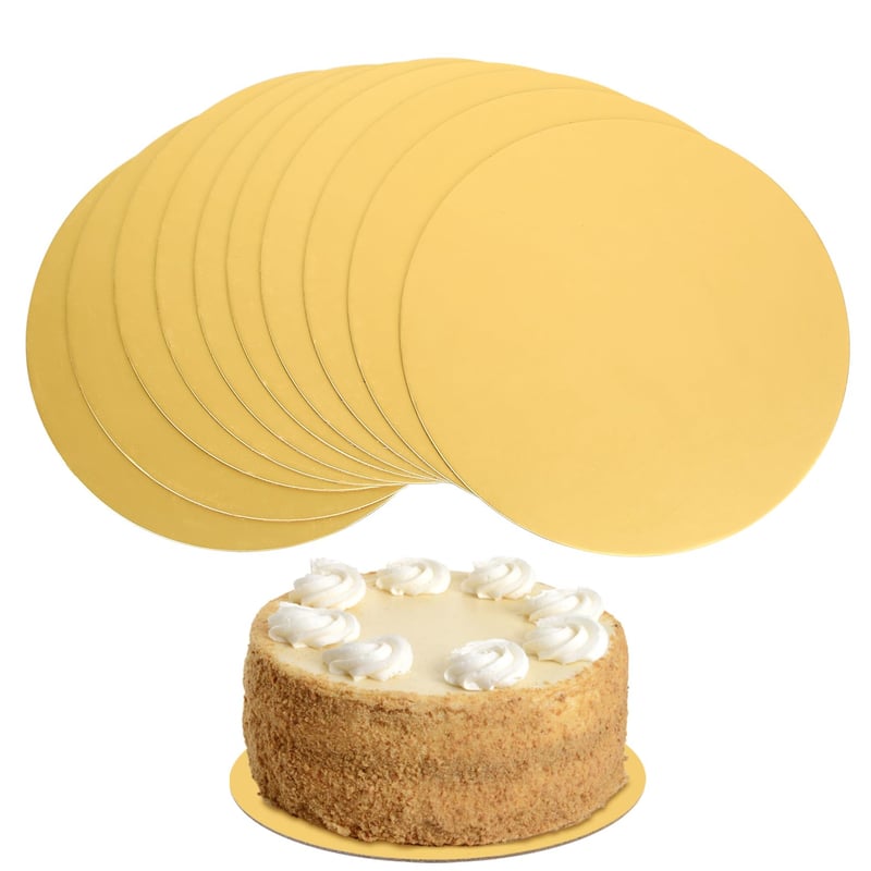 Tenbrachian 10 kom Okruglih kartonskih podložaka za torte, 20 cm Zlatni podložak za torte, podloga za posluživanje i transport torti