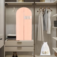 Set 2 Huse de Protecție Lungi pentru Haine Tenbrachian 120x60 cm și 2 Saci pentru Încălțăminte, Husă cu Fermoar pentru Costume, Husă Antimolii pentru Depozitarea Hainelor și Cămășilor, Roz și Alb 4