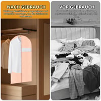 Set 2 Huse de Protecție Lungi pentru Haine Tenbrachian 120x60 cm și 2 Saci pentru Încălțăminte, Husă cu Fermoar pentru Costume, Husă Antimolii pentru Depozitarea Hainelor și Cămășilor, Roz și Alb 5