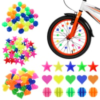 Tenbrachian 240 ks farebných dekorácií na špice bicykla, odrazky na špice a zacvakávacie cyklistické doplnky, reflexné korálky na špice (okrúhle, hviezdičky) 1