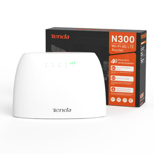 Tenda 4G03 4G LTE usmjerivač za SIM karticu, CAT4 150 Mbps preuzimanje, 300 Mbps 2,4 GHz, 2 Fast Ethernet porta, Plug and Play, IPv6, mreža za goste, bijeli