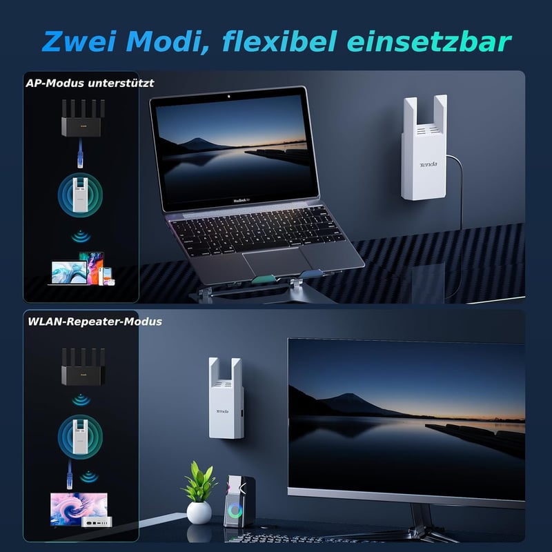 Tenda A18 Pro AC1200 WiFi erősítő, Gigabit LAN, 867 Mbps 5GHz, 150 m² lefedettség