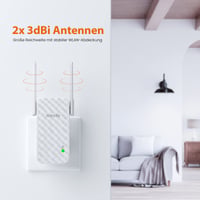 WiFi zosilňovač signálu Tenda A9 Repeater 300 Mbps, 2 externé antény, WPS, biely 3