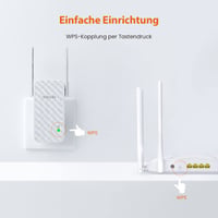 WiFi zosilňovač signálu Tenda A9 Repeater 300 Mbps, 2 externé antény, WPS, biely 6